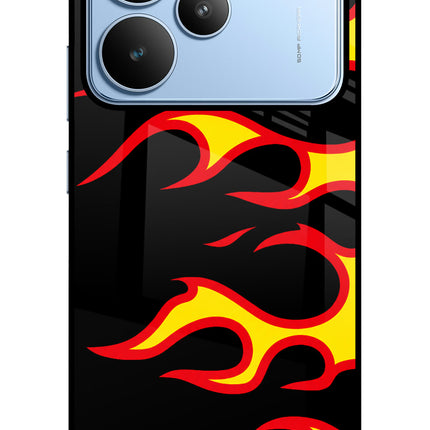Side Sweep Flames Realme P4 Glass Case