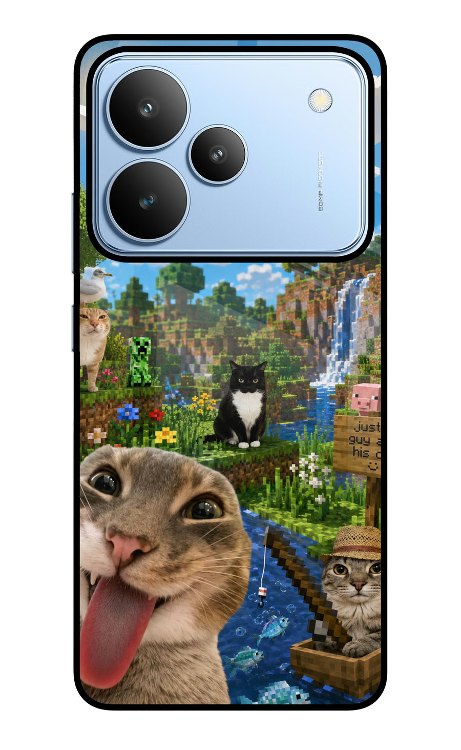 Minecraft Cat Chaos Realme P4 Back Cover, Glass case