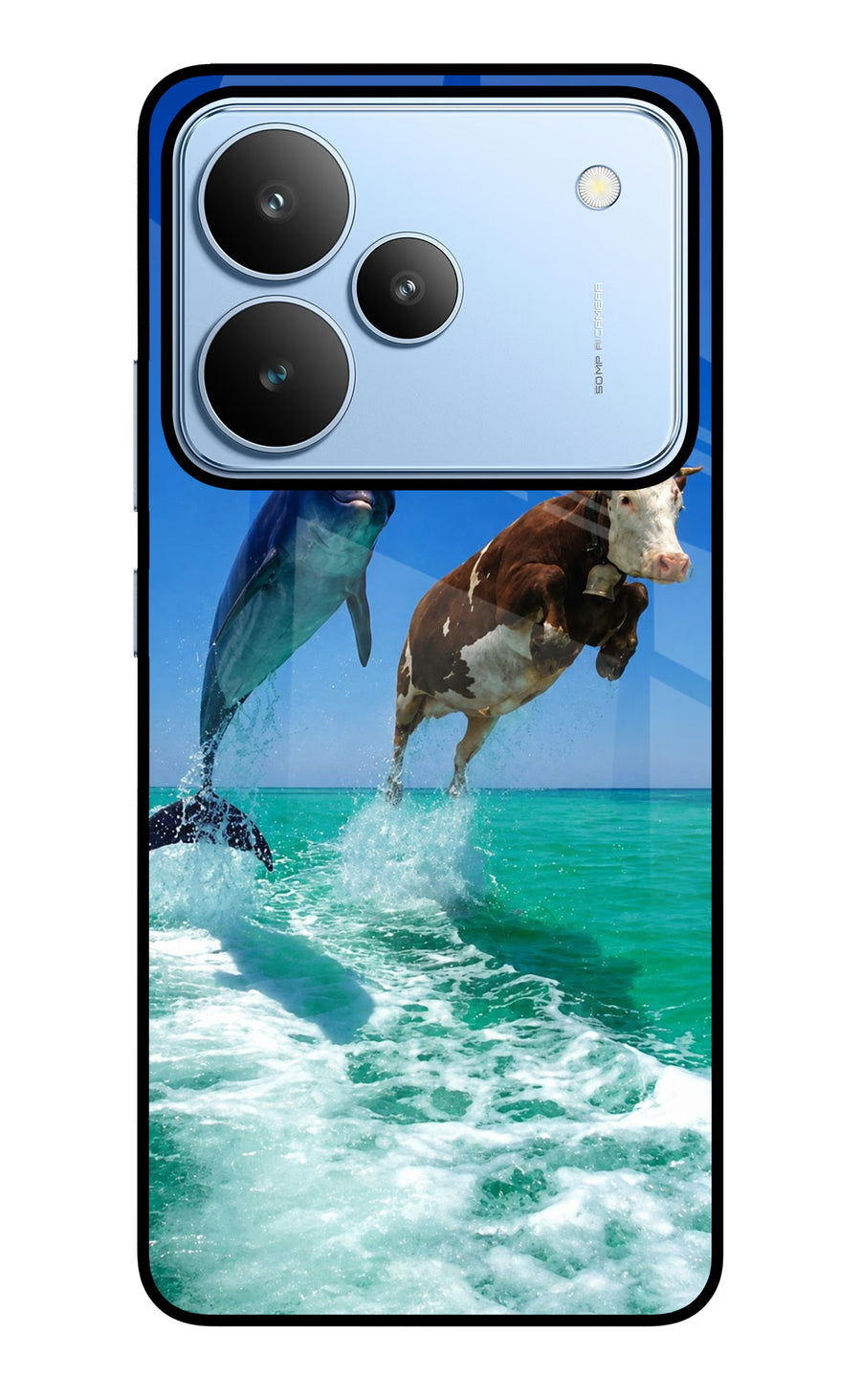 Dolphin vs Cow Realme P4 Back Cover, Glass case