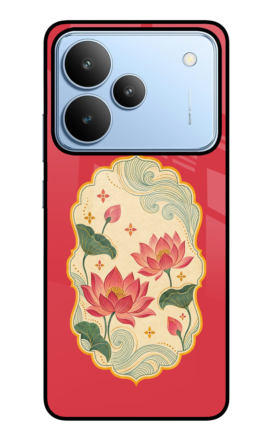 Pink Lotus Realme P4 Back Cover, Glass case