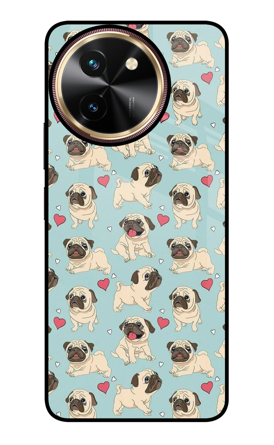 Pug Dog Vivo T3x Back Cover, Glass case