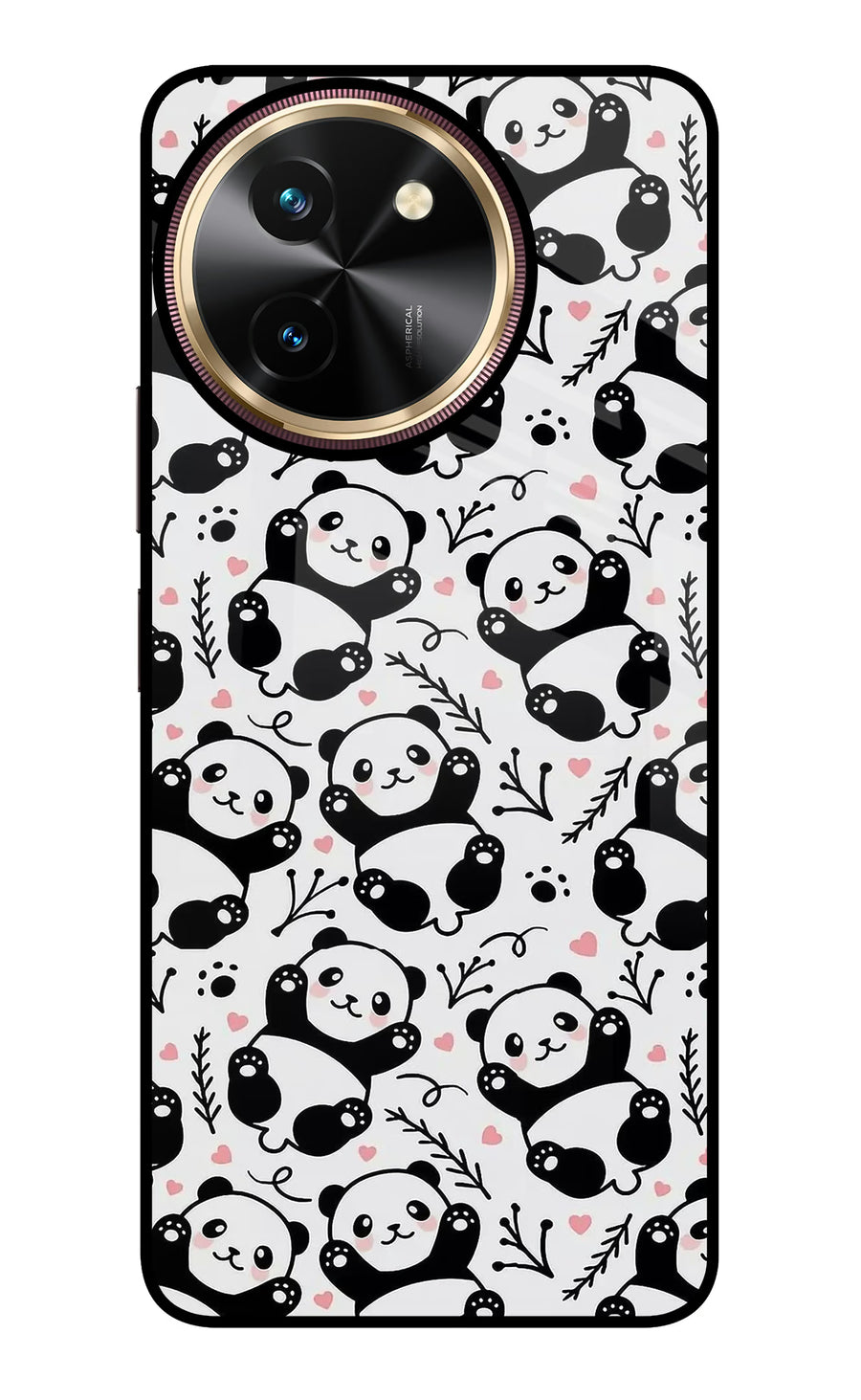 Cute Panda Vivo T3x Back Cover, Glass case