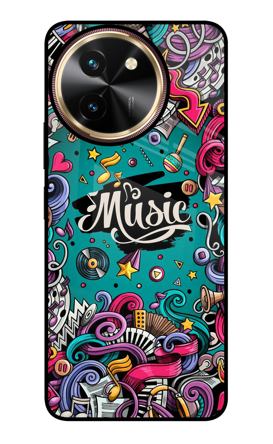 Music Graffiti Vivo T3x Back Cover, Glass case