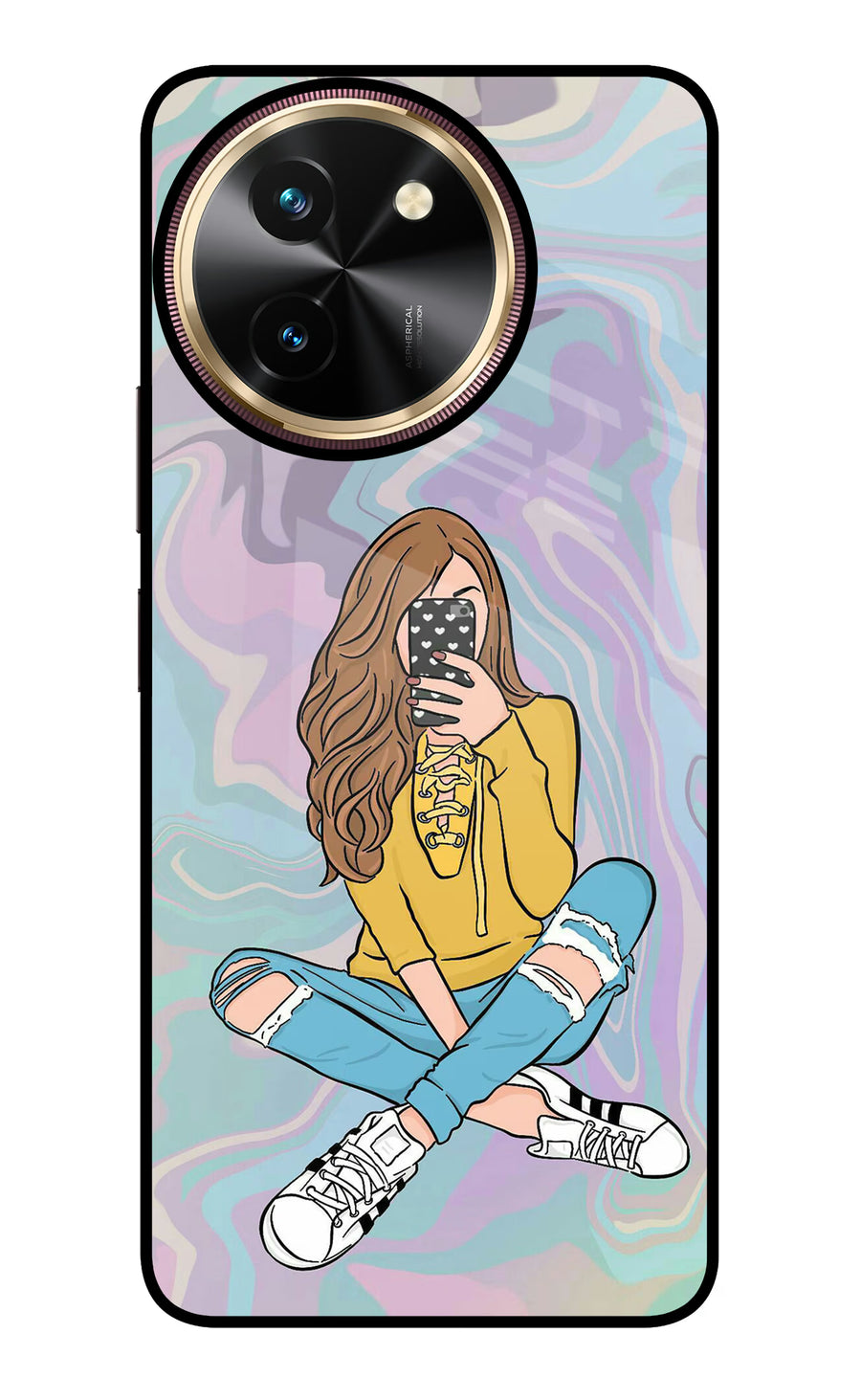 Selfie Girl Vivo T3x Back Cover, Glass case