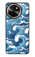 Blue Waves Vivo T3x Glass Case