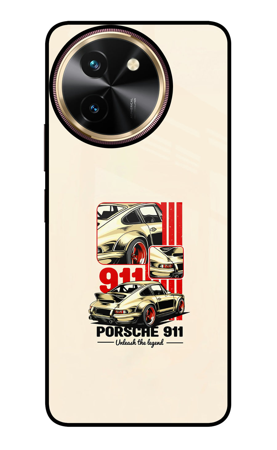 Classic Porsche 911 Vivo T3x Back Cover, Glass case