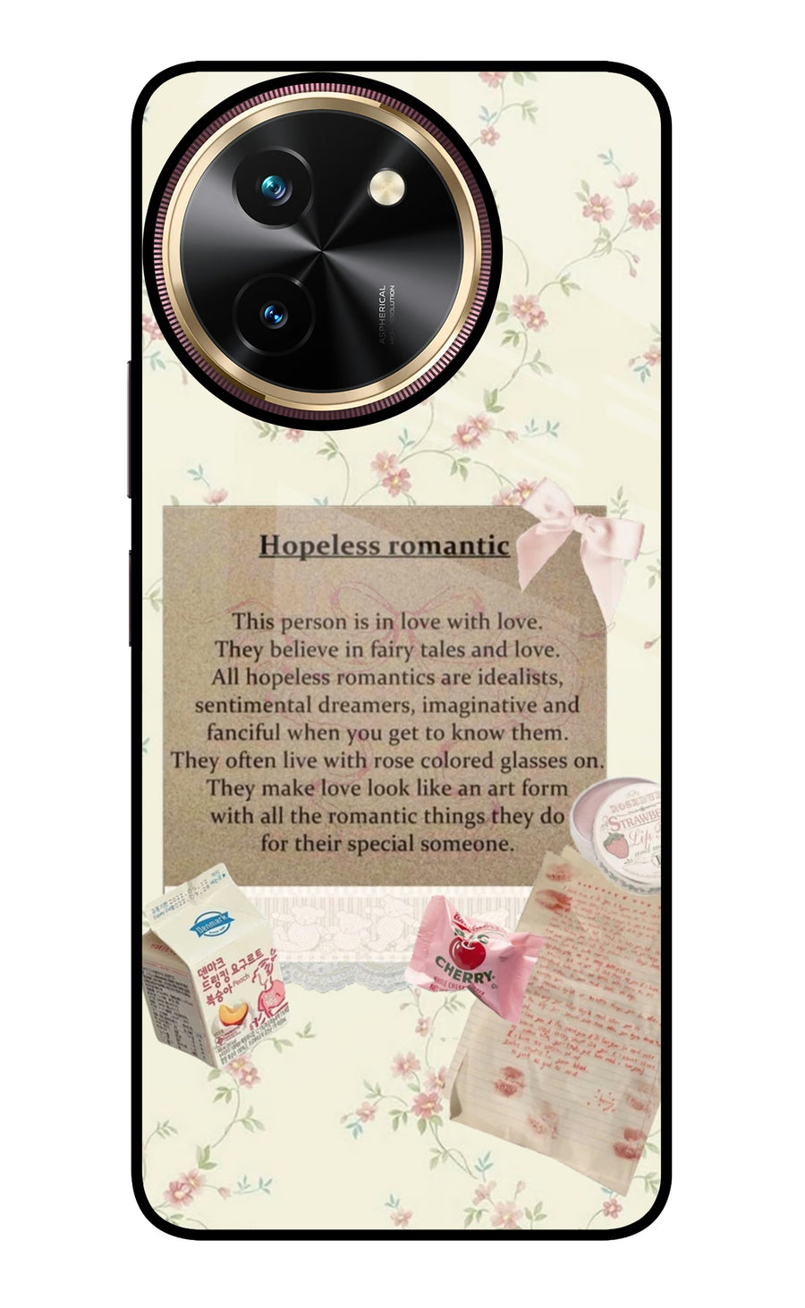 Hopeless Romantic Vivo T3x Back Cover, Glass case