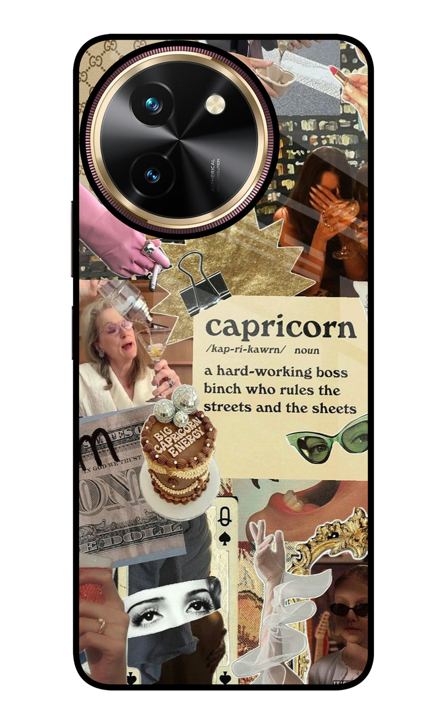 Capricorn Zodiac Vivo T3x Back Cover, Glass case