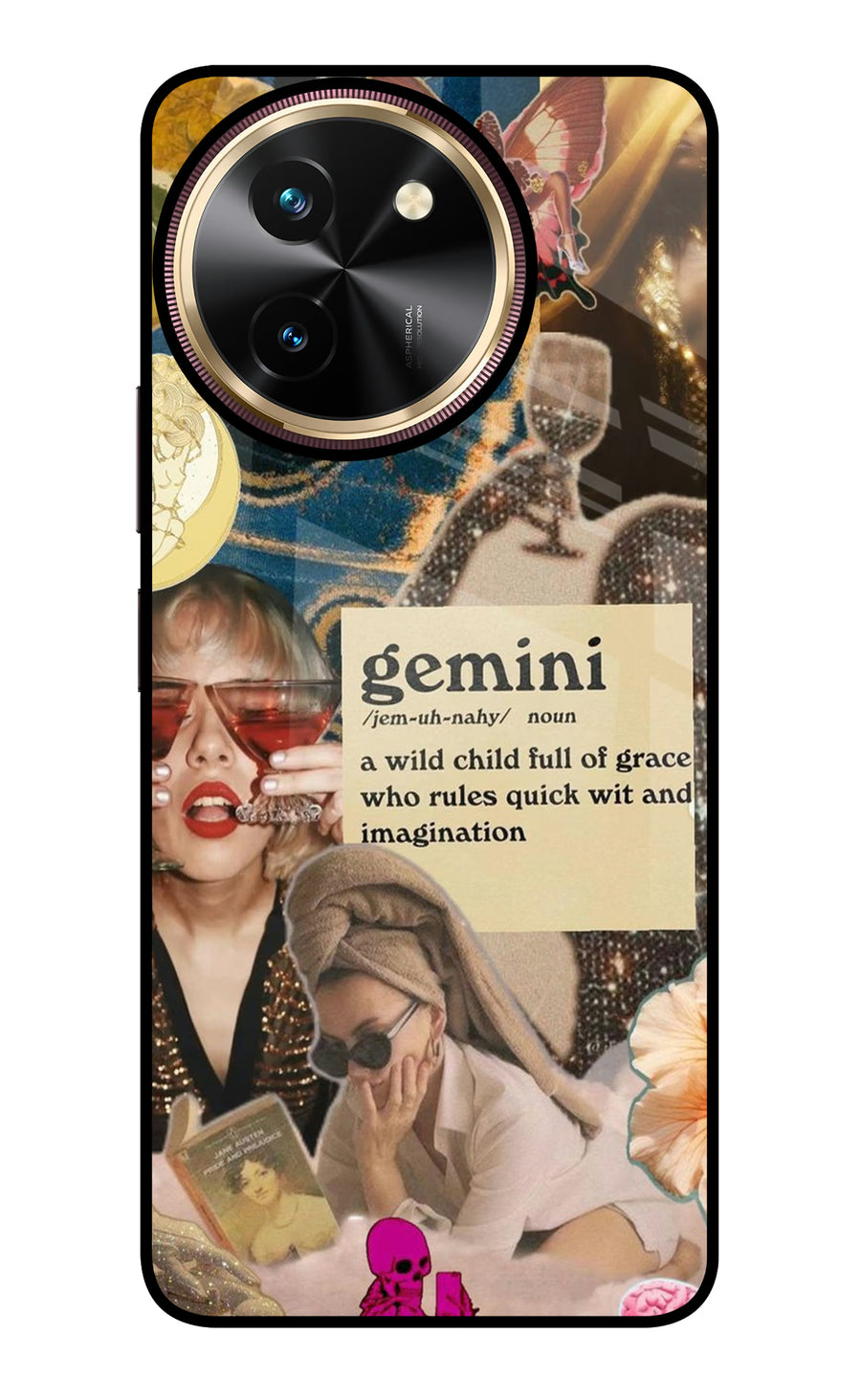 Gemini Zodiac Vivo T3x Back Cover, Glass case