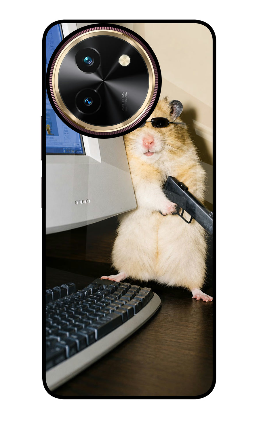 Hacker Hamster Vivo T3x Back Cover, Glass case