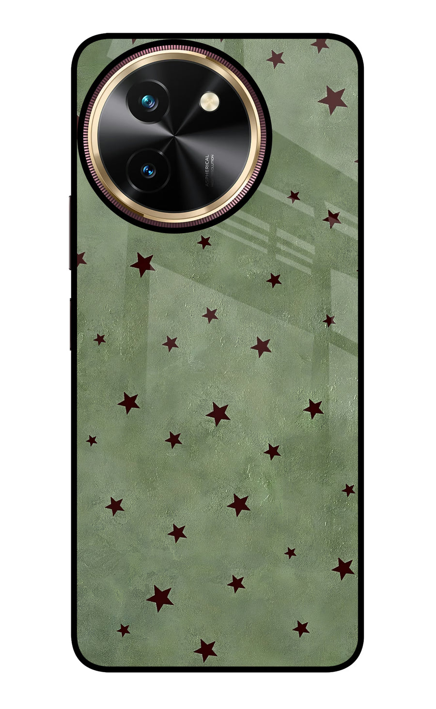 Green Stars Vivo T3x Back Cover, Glass case