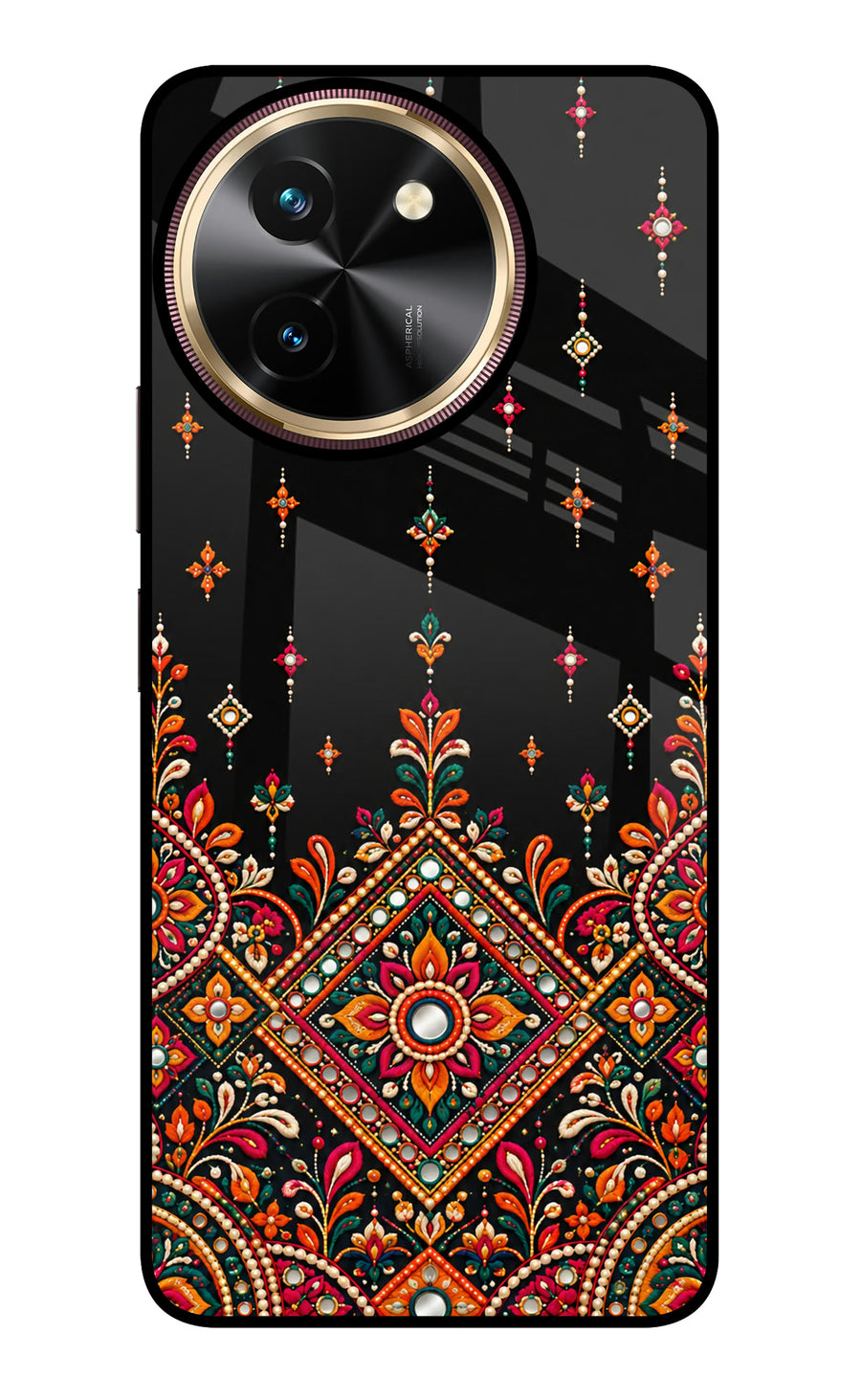 Noir Mehfil Vivo T3x Back Cover, Glass case