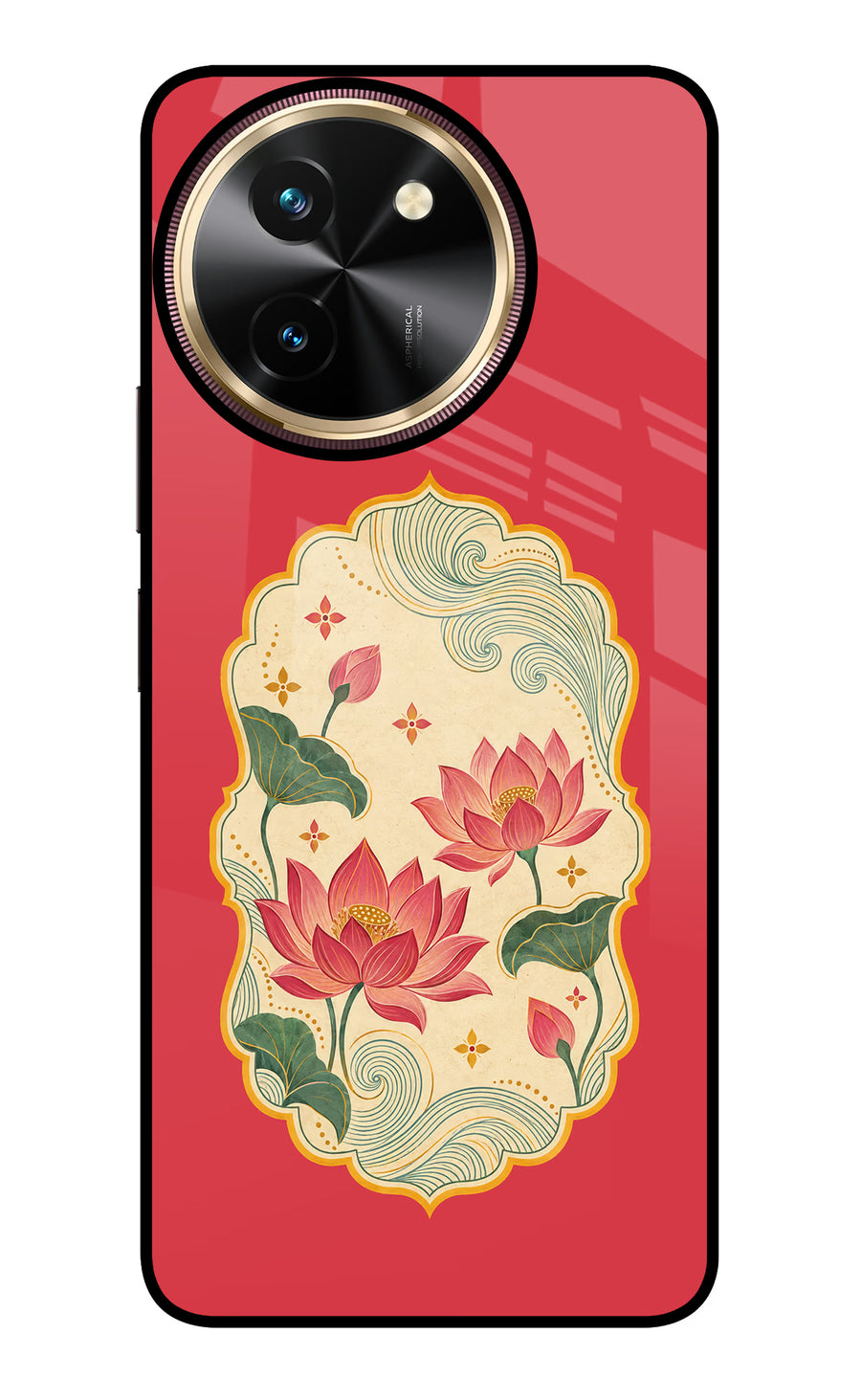 Pink Lotus Vivo T3x Back Cover, Glass case