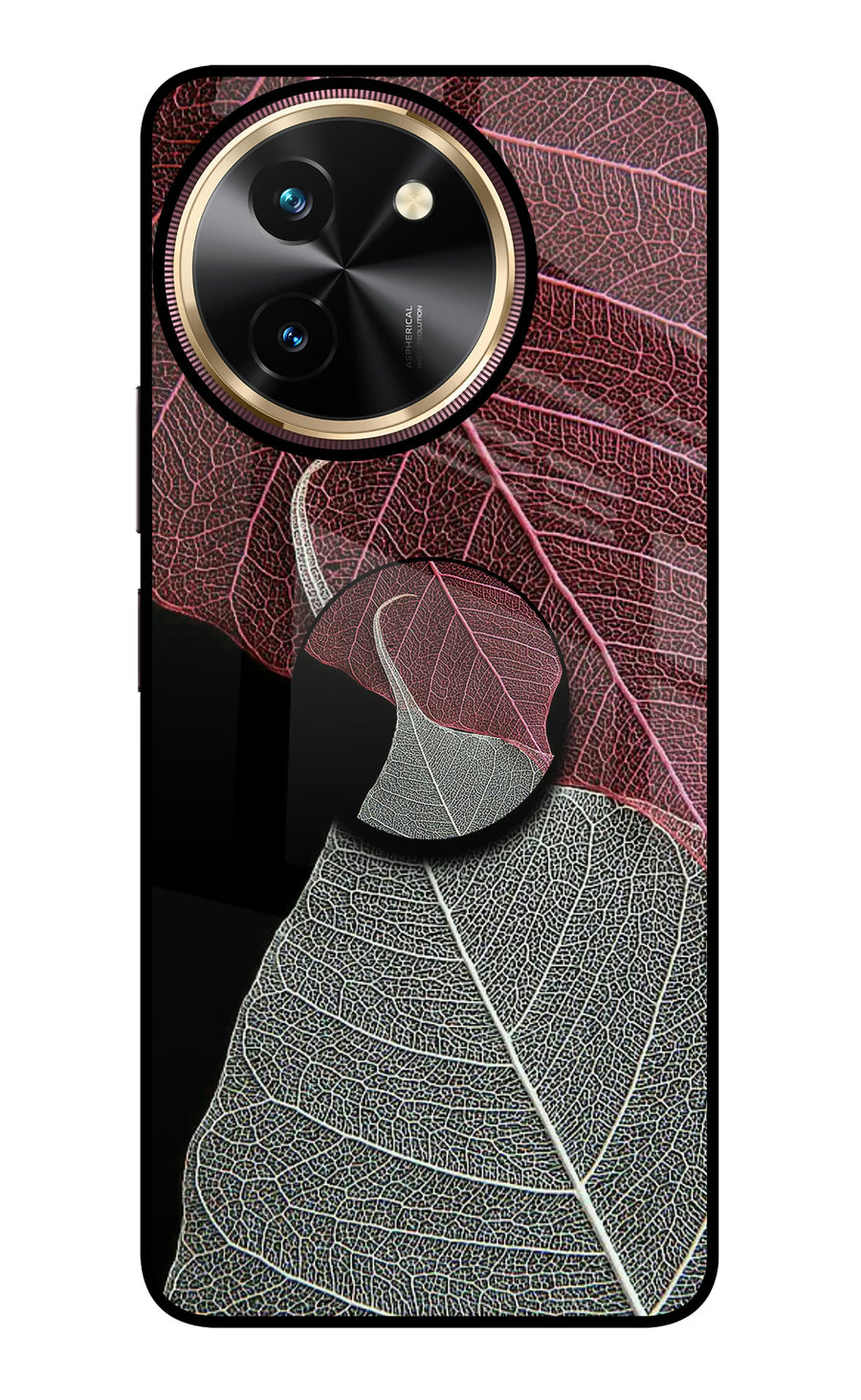 Leaf Pattern Vivo T3x Pop Case, Glass case