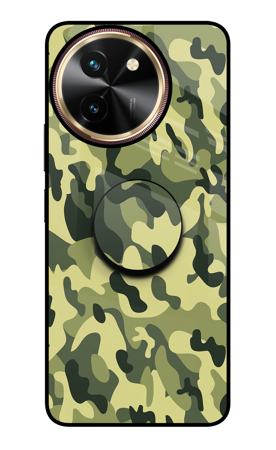 Camouflage Vivo T3x Pop Case, Glass case