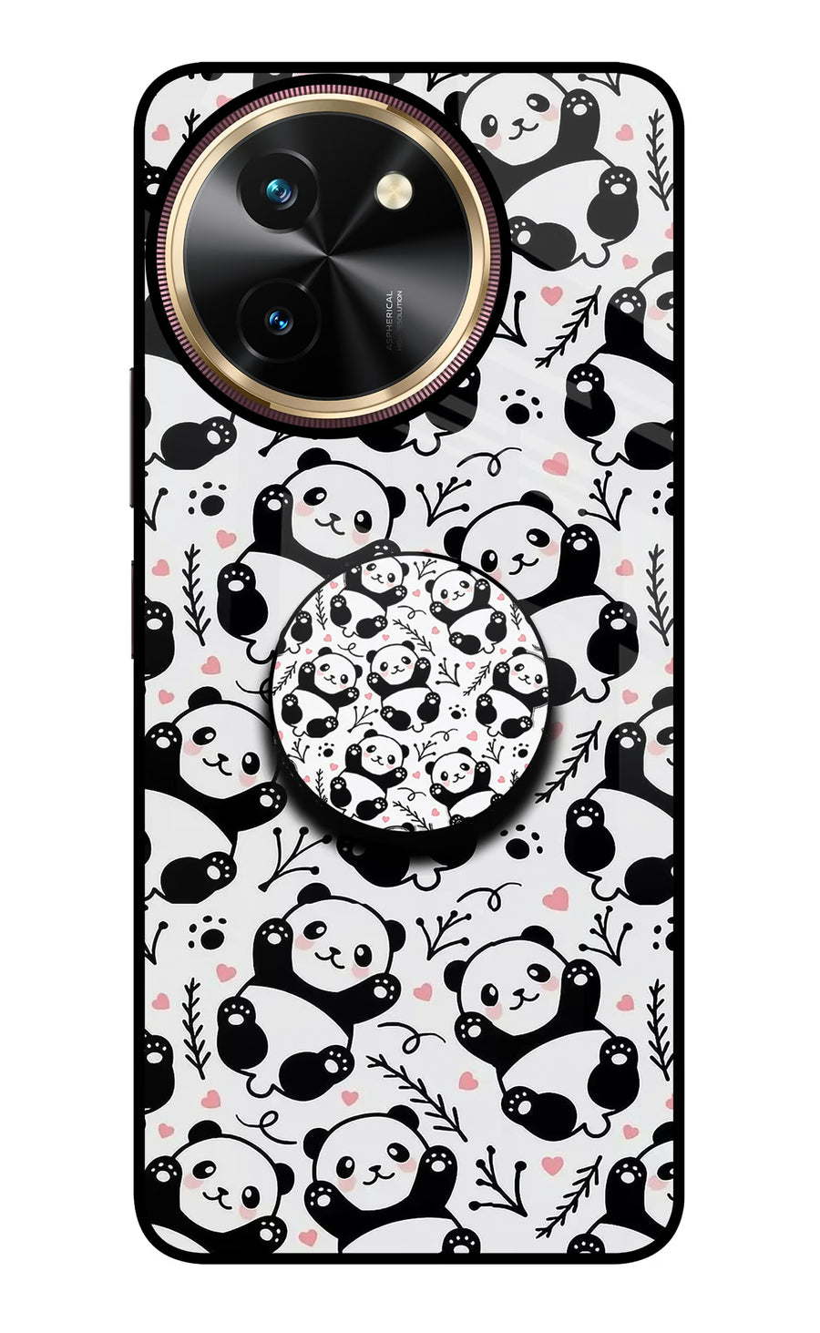 Cute Panda Vivo T3x Pop Case, Glass case