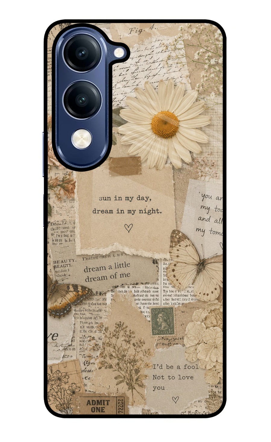 Vintage case Vivo V40 Lite Back Cover, Glass case