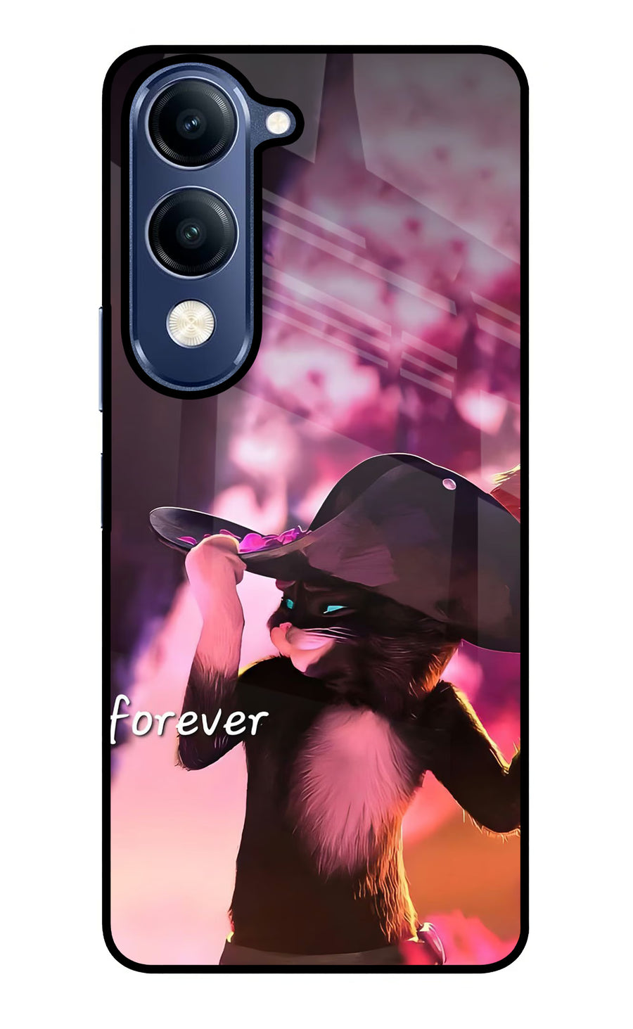 Forever Cat Vivo V40 Lite Back Cover, Glass case