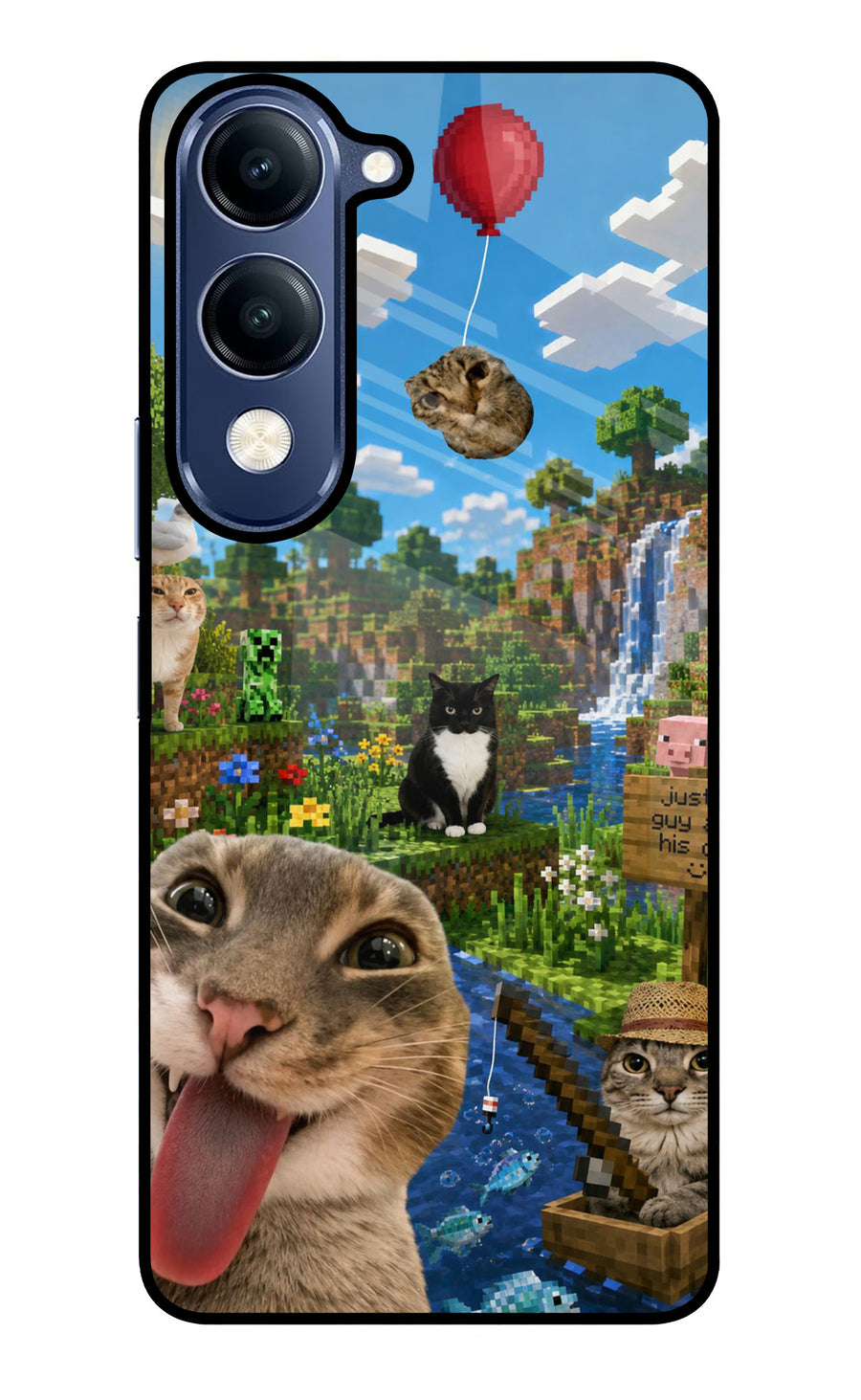 Minecraft Cat Chaos Vivo V40 Lite Back Cover, Glass case