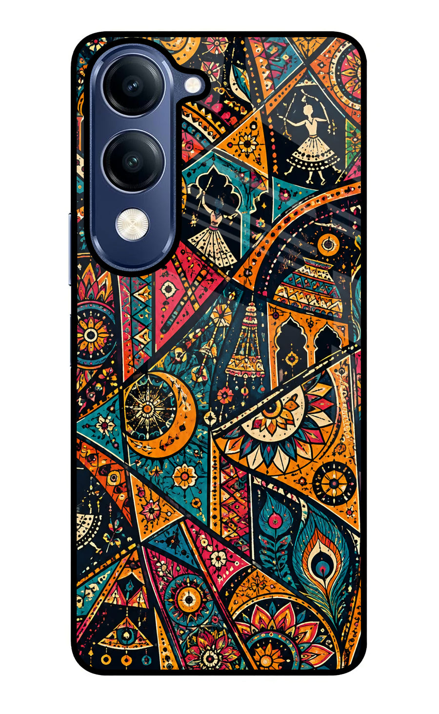 Folk Print Vivo V40 Lite Back Cover, Glass case