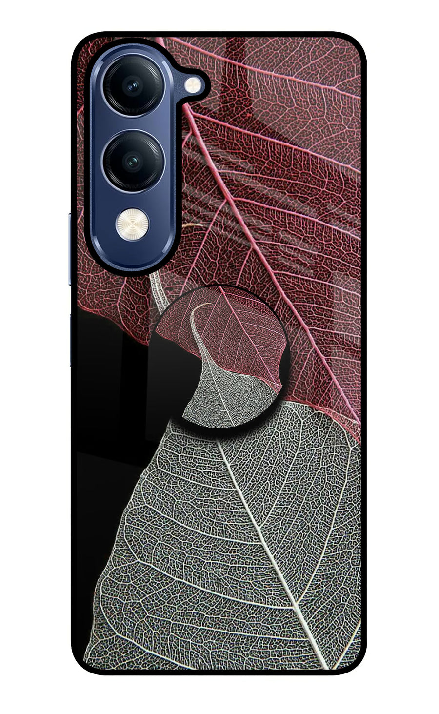 Leaf Pattern Vivo V40 Lite Pop Case, Glass case