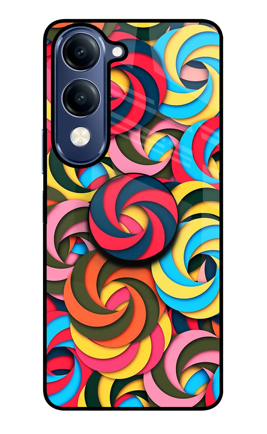 Spiral Pattern Vivo V40 Lite Pop Case, Glass case