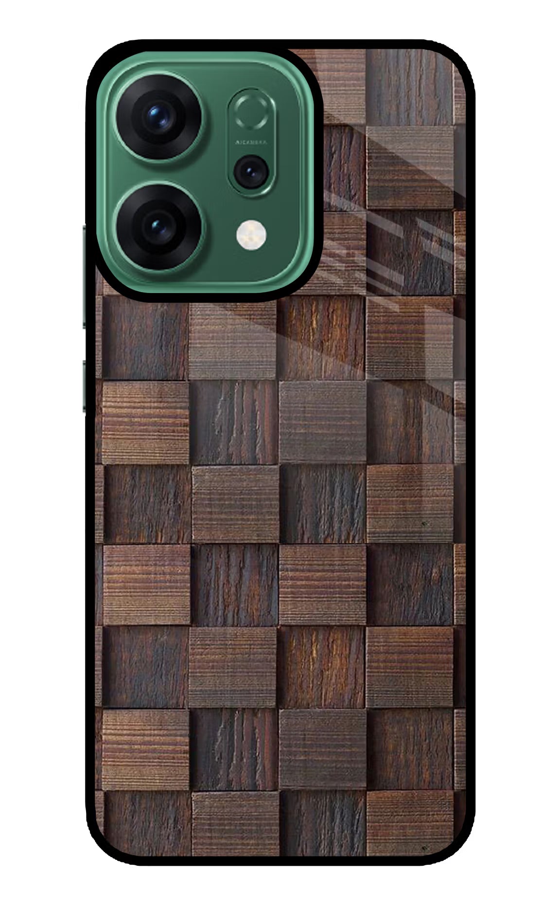 Wooden Cube Design Oppo Reno14 5G Glass Case Back Cover by Casekaro
