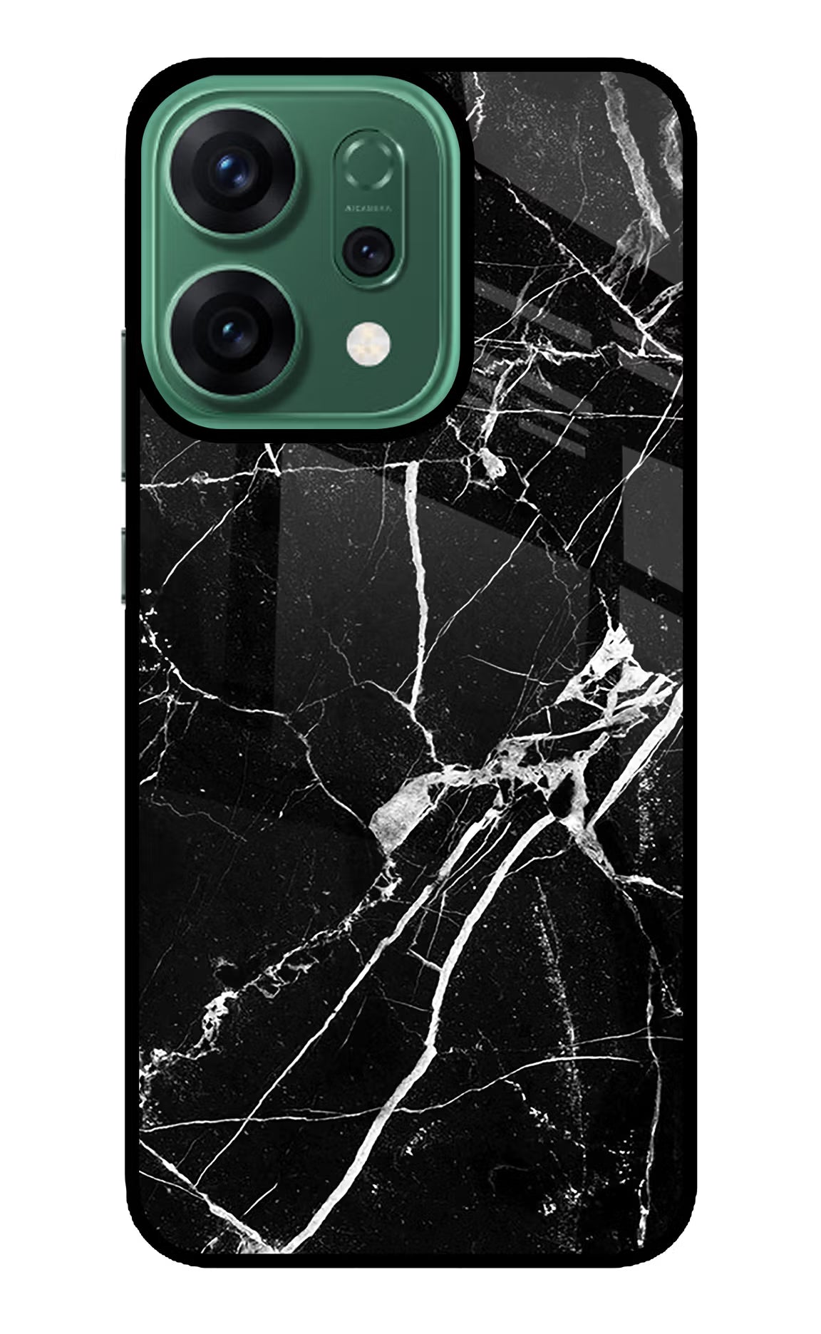 Black Marble Pattern Oppo Reno14 5G Glass Case Back Cover by Casekaro