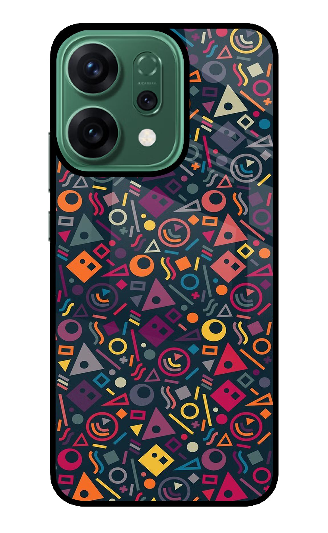 Geometric Abstract Oppo Reno14 5G Glass Case Back Cover by Casekaro
