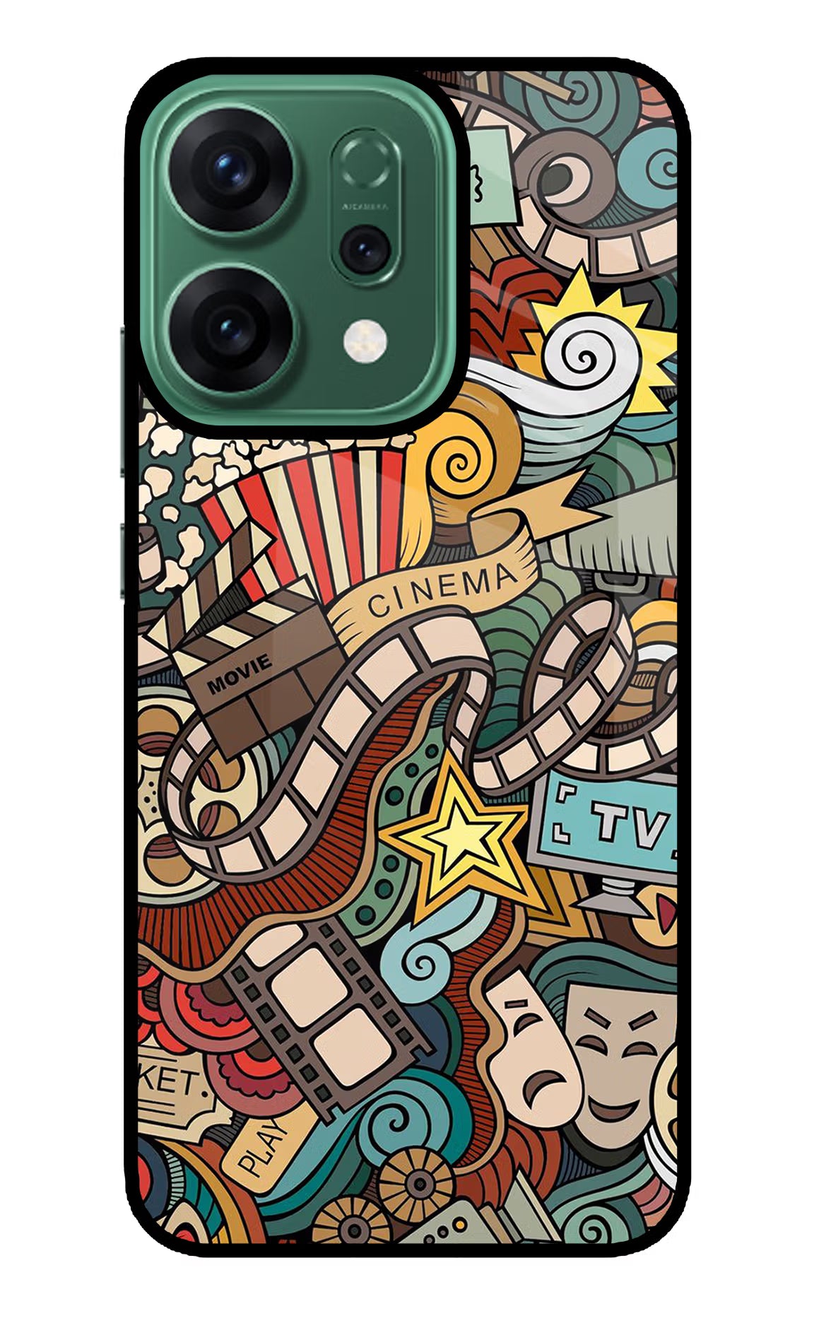 Cinema Abstract Oppo Reno14 5G Glass Case Back Cover by Casekaro