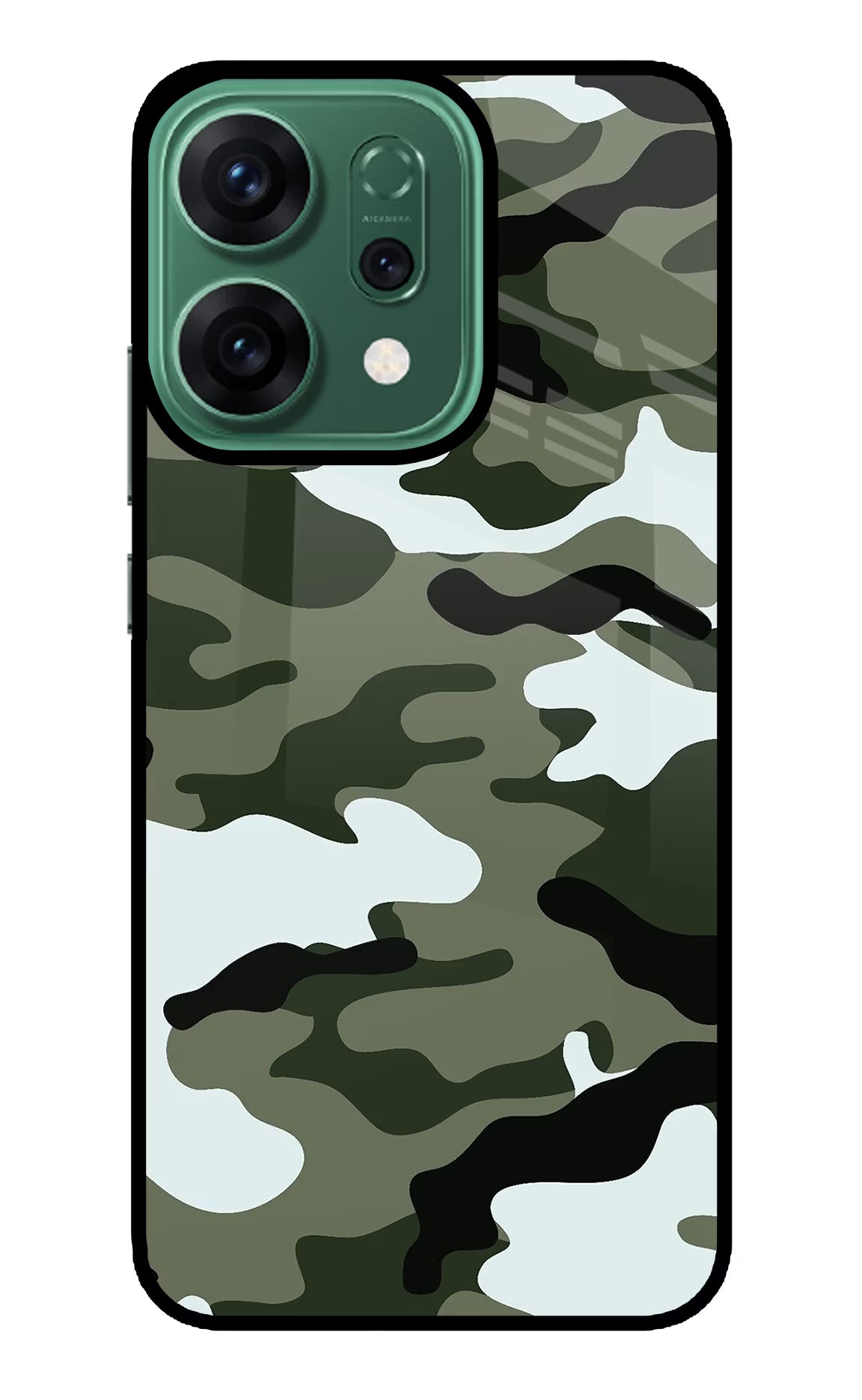 Camouflage Oppo Reno14 5G Glass Case Back Cover by Casekaro