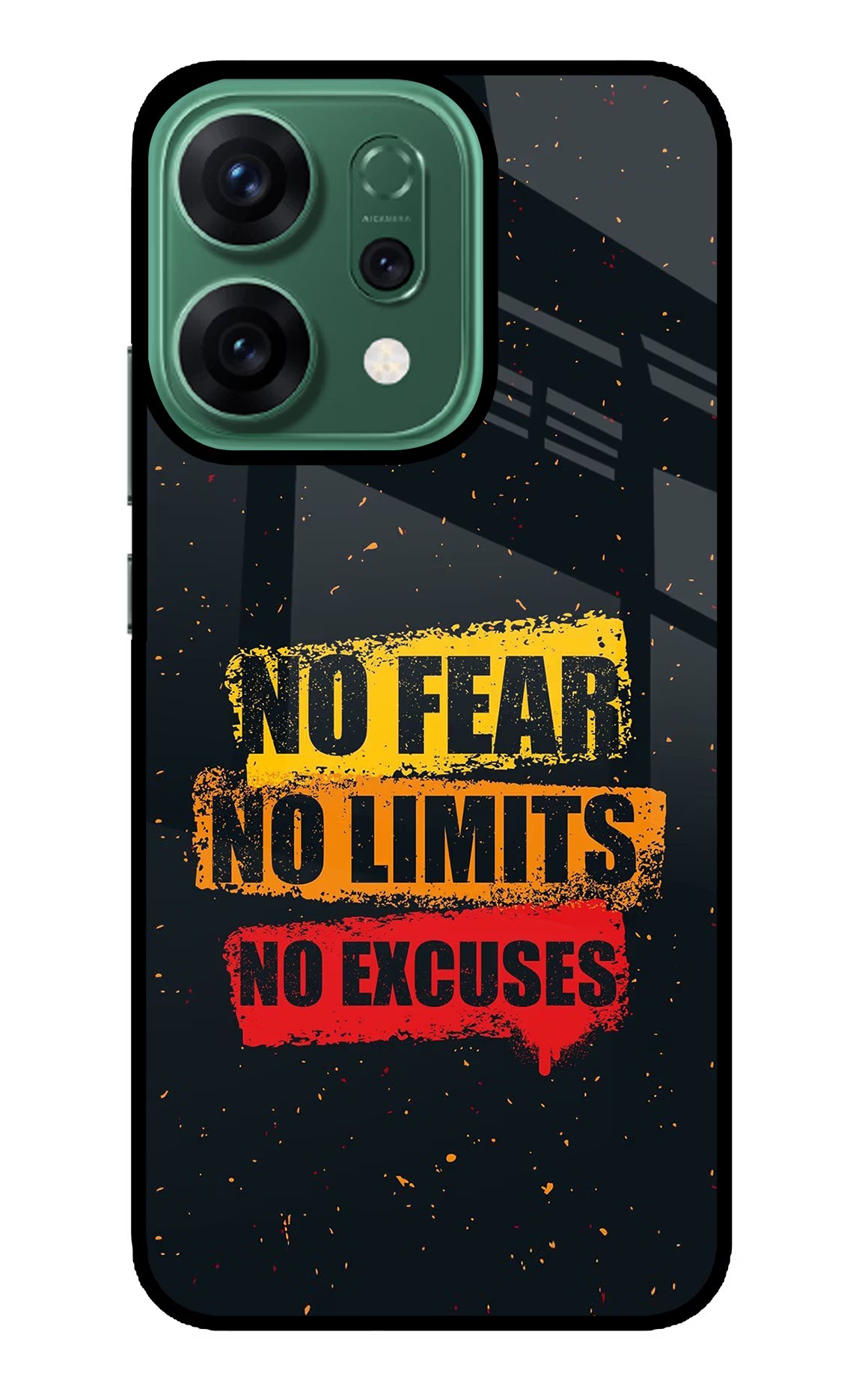 No Fear No Limits No Excuse Oppo Reno14 5G Glass Case Back Cover by Casekaro