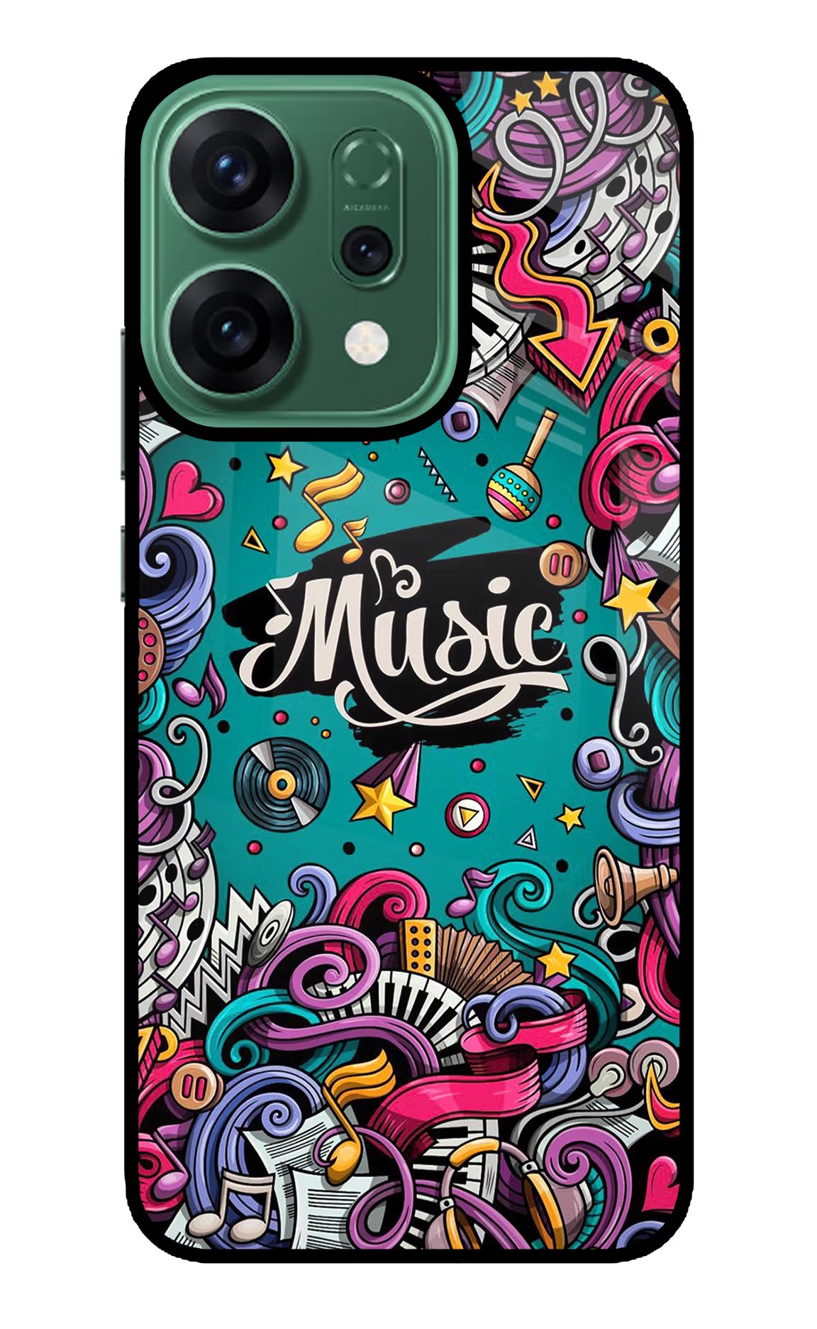 Music Graffiti Oppo Reno14 5G Glass Case Back Cover by Casekaro