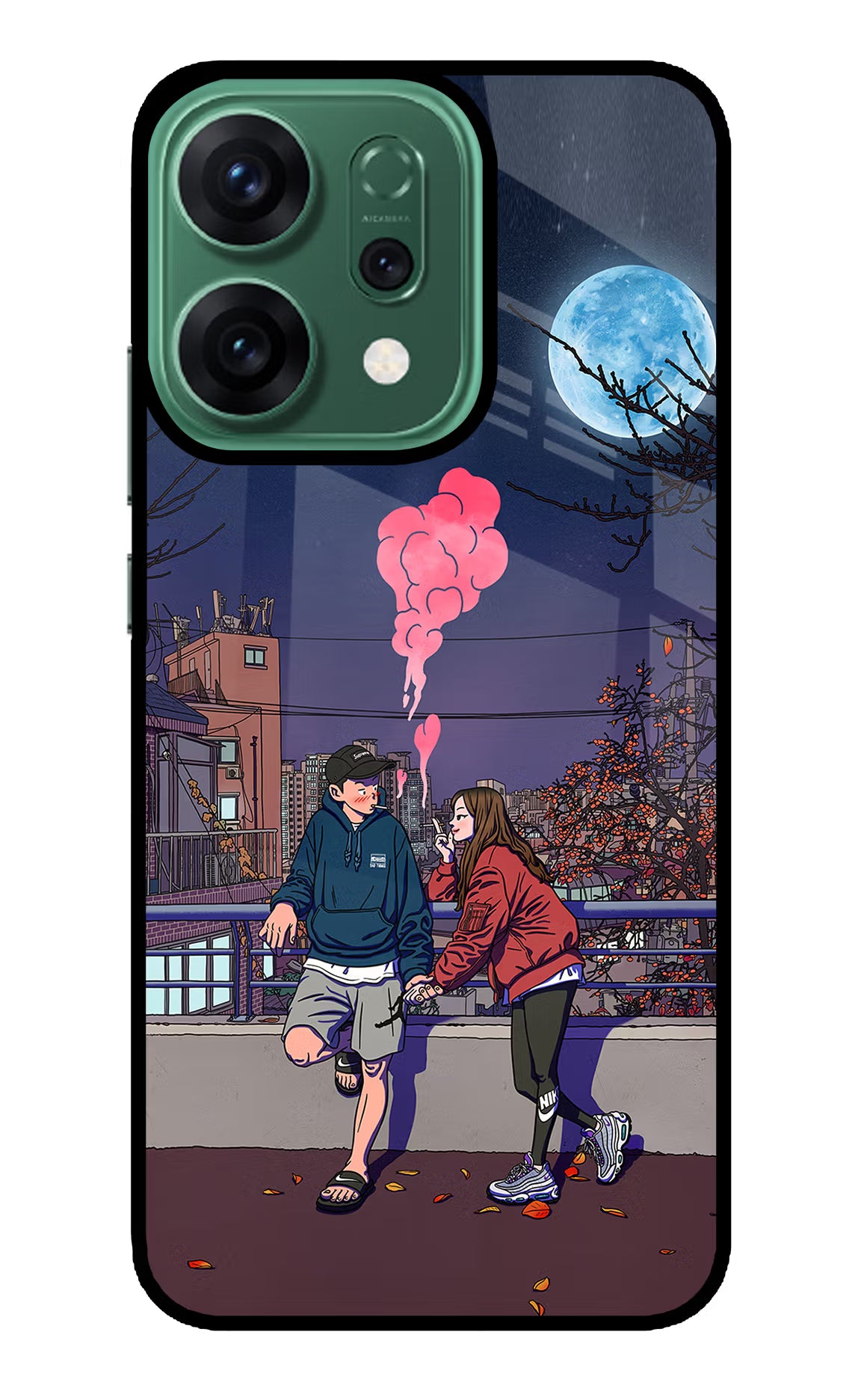 Chilling Couple Oppo Reno14 5G Glass Case Back Cover by Casekaro