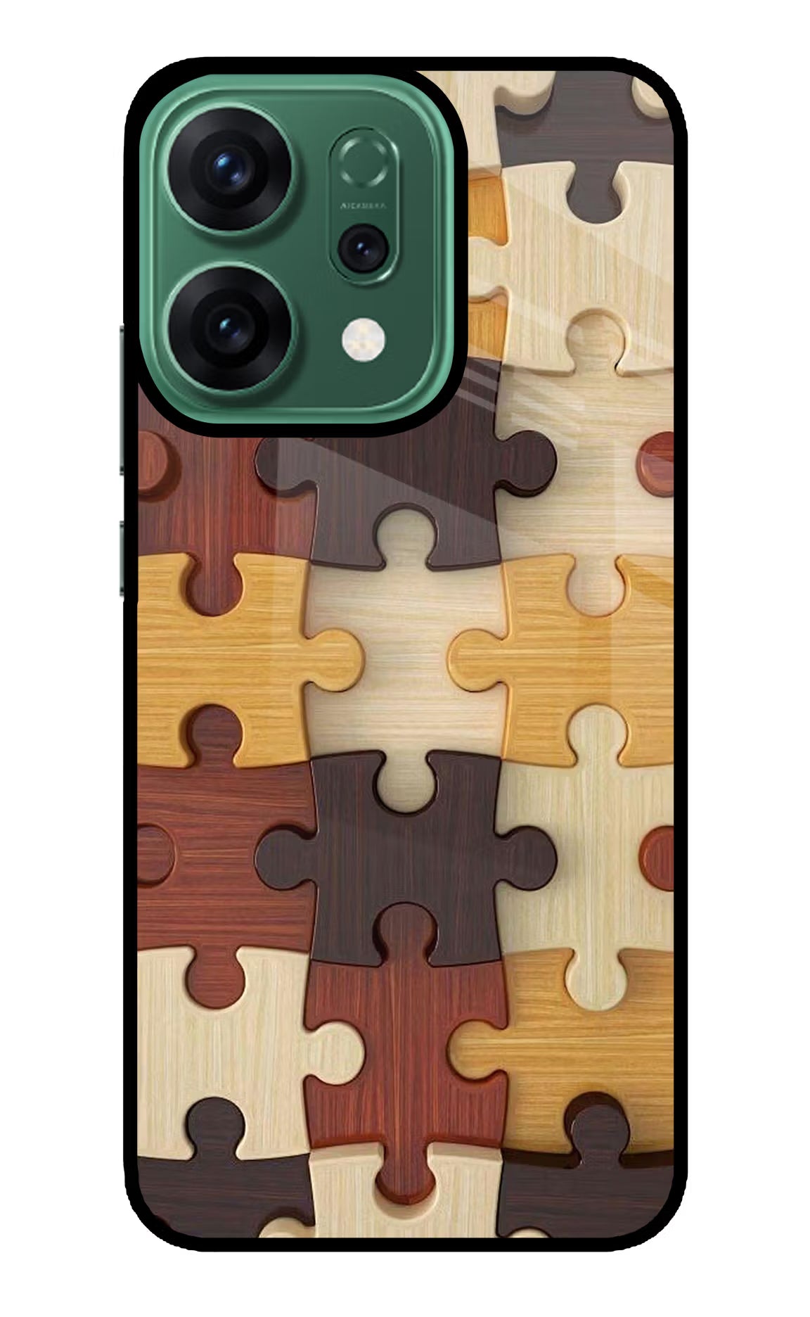 Wooden Puzzle Oppo Reno14 5G Glass Case Back Cover by Casekaro