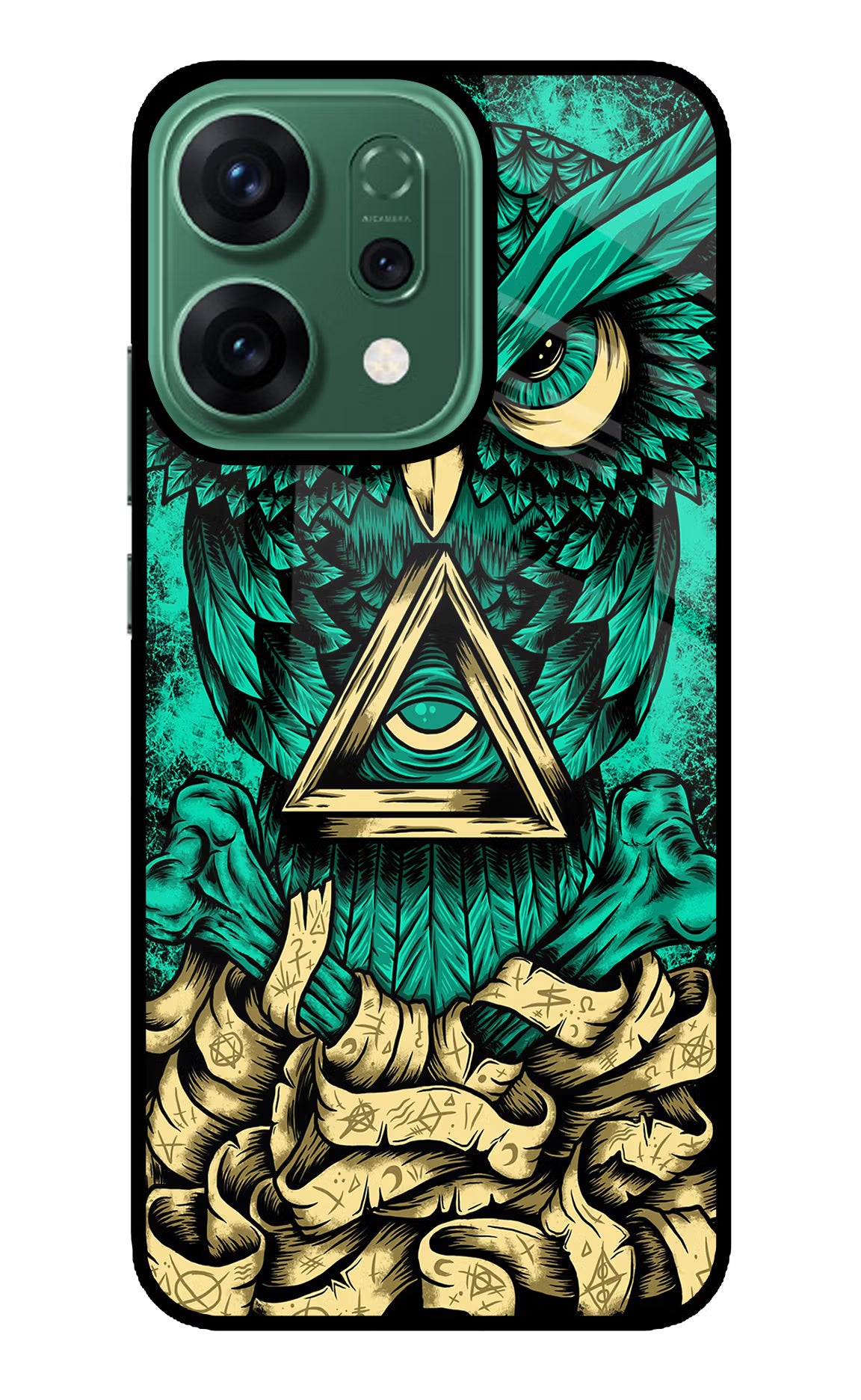 Green Owl Oppo Reno14 5G Glass Case