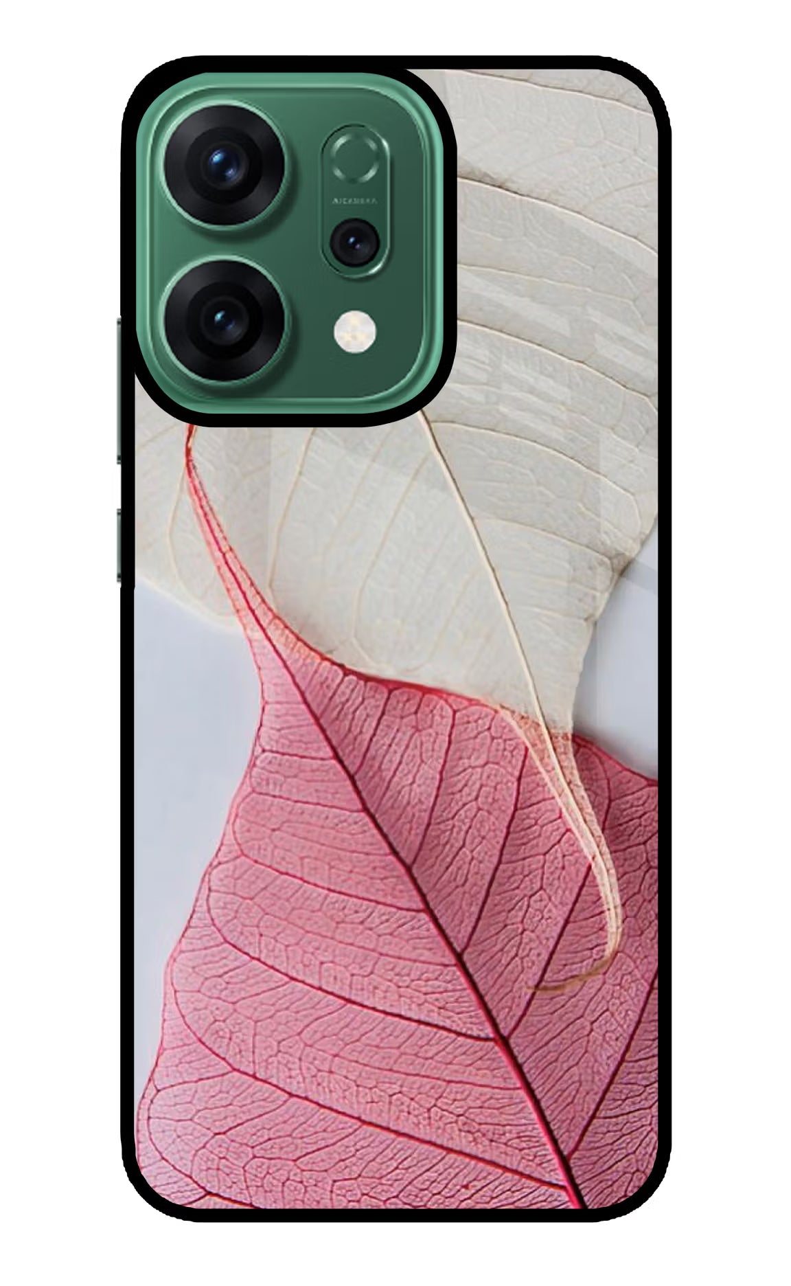 White Pink Leaf Oppo Reno14 5G Glass Case