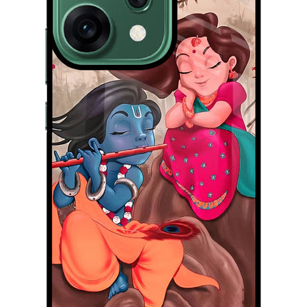 Radhe Krishna Oppo Reno14 5G Glass Case Back Cover by Casekaro