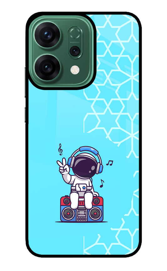 Cute Astronaut Chilling Oppo Reno14 5G Glass Case