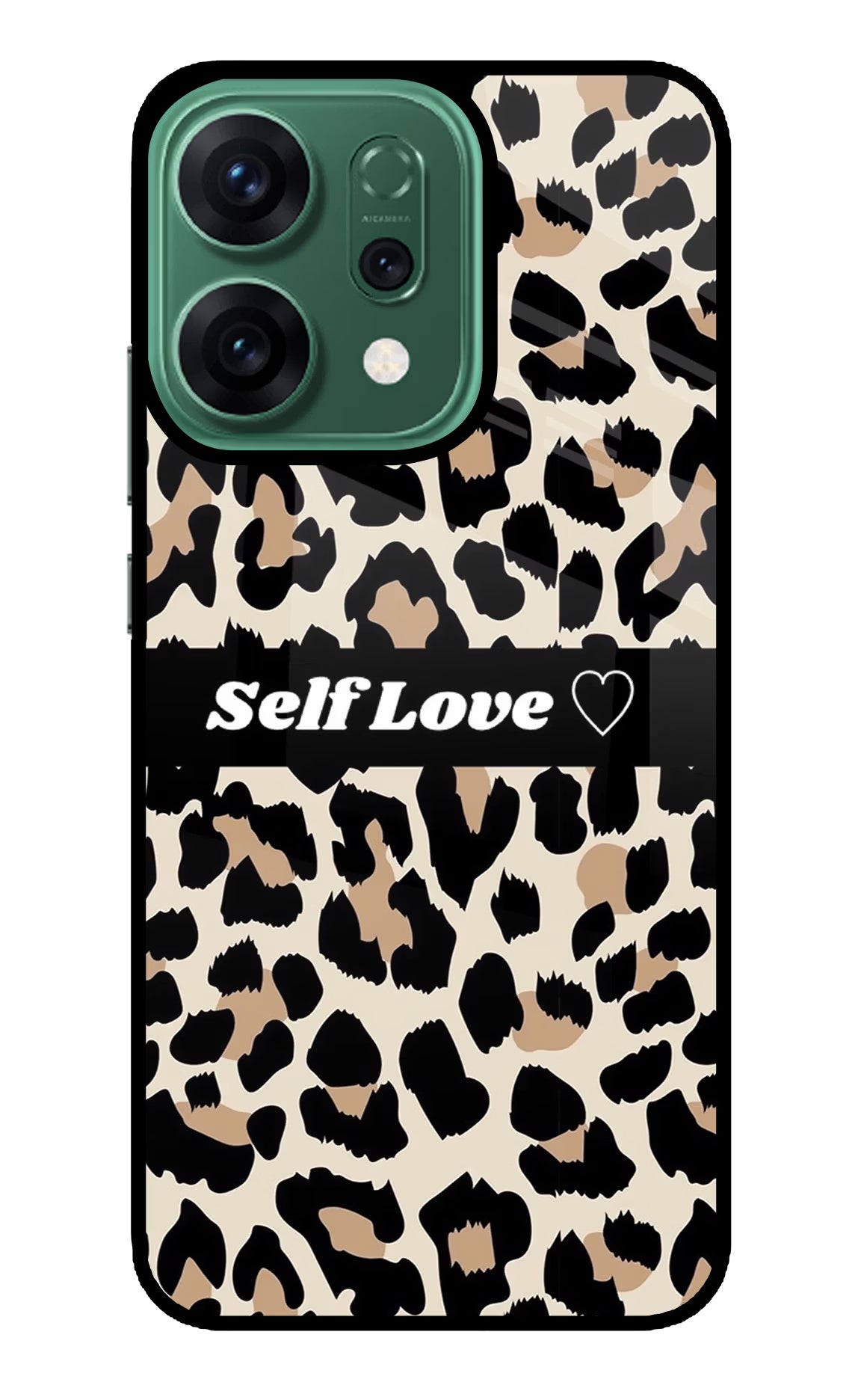 Leopard Print Self Love Oppo Reno14 5G Glass Case Back Cover by Casekaro