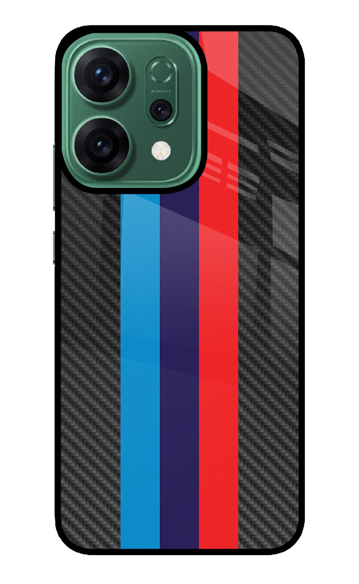 BMW Stripes Pattern Oppo Reno14 5G Glass Case Back Cover by Casekaro