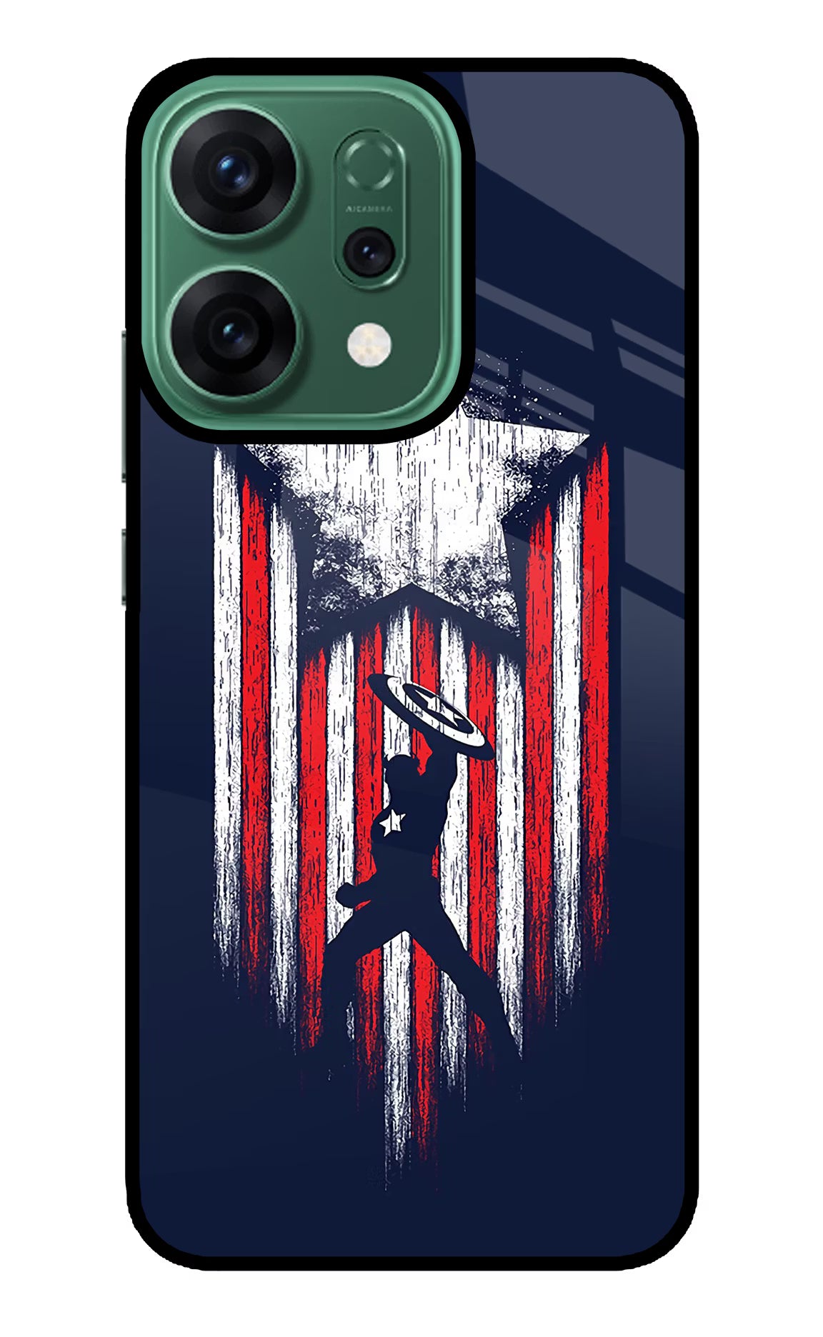 Captain America Marvel Art Oppo Reno14 5G Glass Case Back Cover by Casekaro