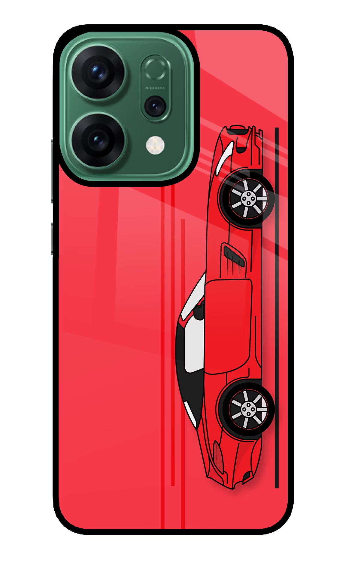 Red Velocity Oppo Reno14 5G Glass Case Back Cover by Casekaro