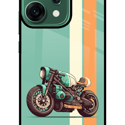 Striped Moto Drift Oppo Reno14 5G Glass Case Back Cover by Casekaro