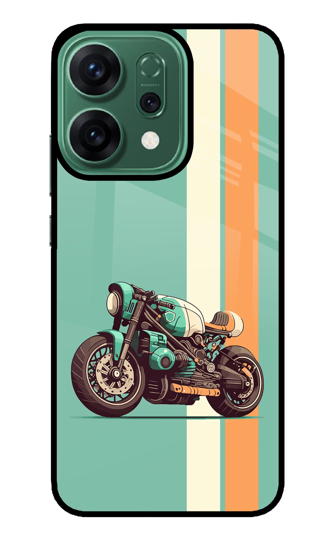 Striped Moto Drift Oppo Reno14 5G Glass Case Back Cover by Casekaro