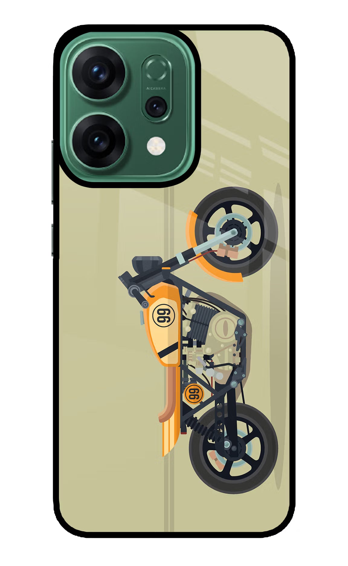 Vertical Speedster Oppo Reno14 5G Glass Case Back Cover by Casekaro