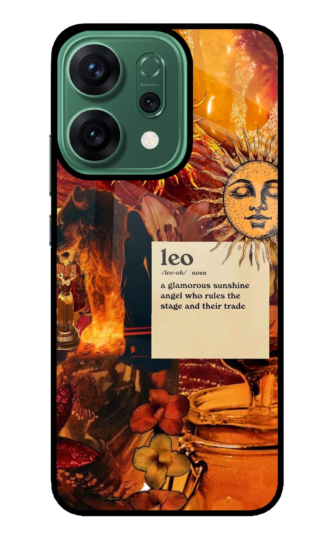 Leo Zodiac Oppo Reno14 5G Glass Case Back Cover by Casekaro