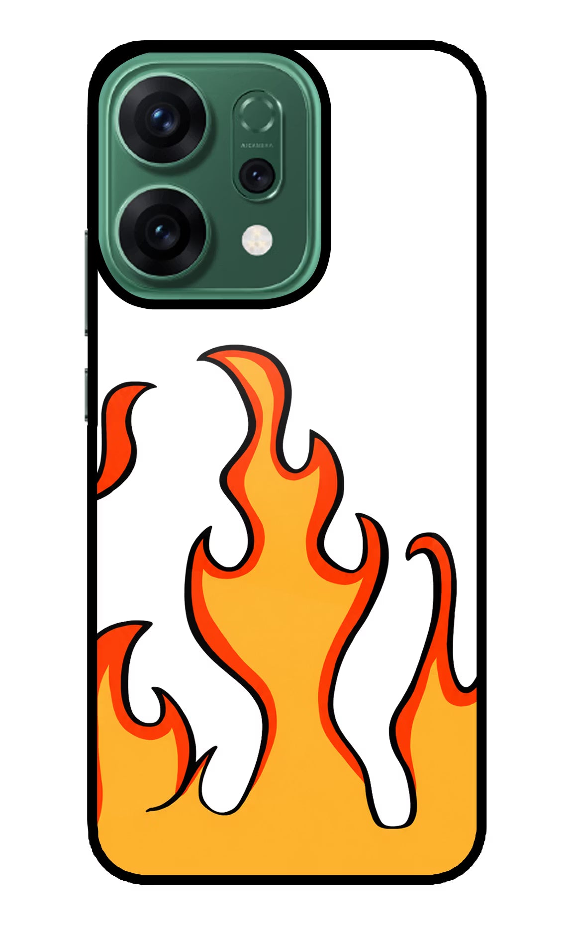 Fired Up – White Oppo Reno14 5G Glass Case Back Cover by Casekaro