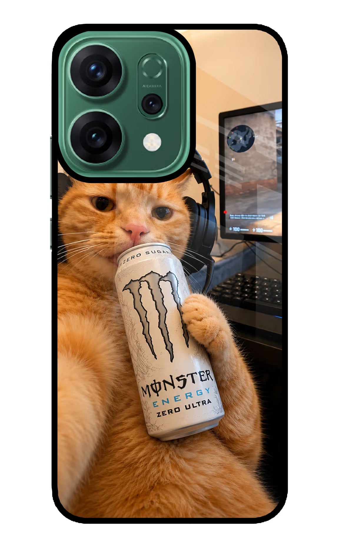 Gamer Cat Energy Oppo Reno14 5G Glass Case