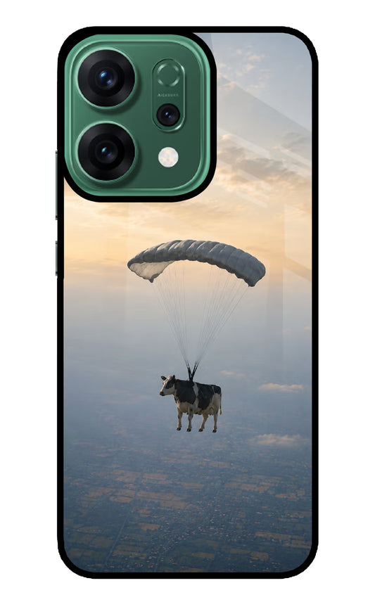 Skydiving Cow Oppo Reno14 5G Glass Case